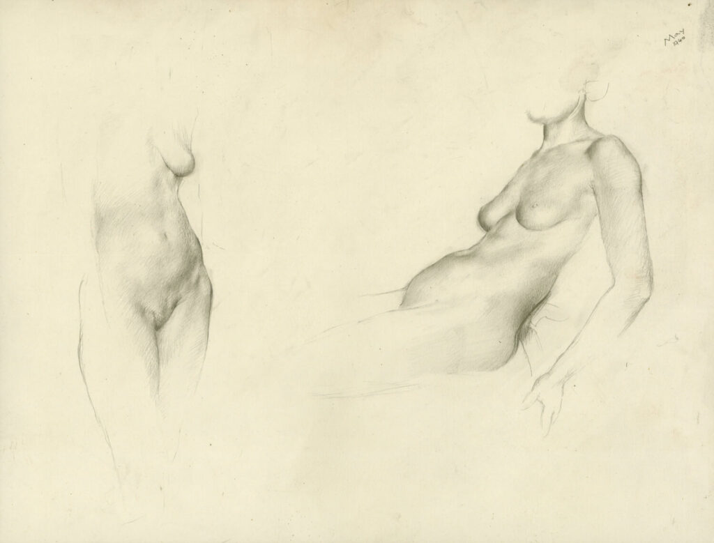 Victor Hume Moody - Study of a standing and reclining nude