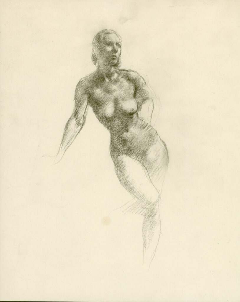 Victor Hume Moody - Study of a standing nude