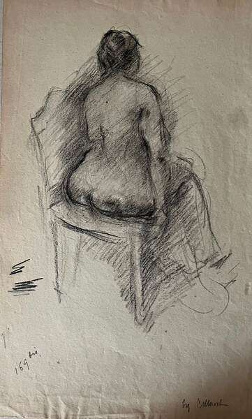 Nude seated side-ways on a chair