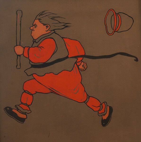 The original design for Tom Tom the Pipers Son (running with batton) circa