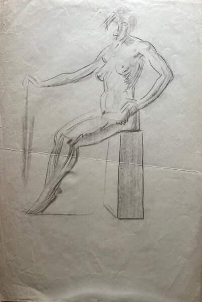 Sitting Nude Study with Umbrella