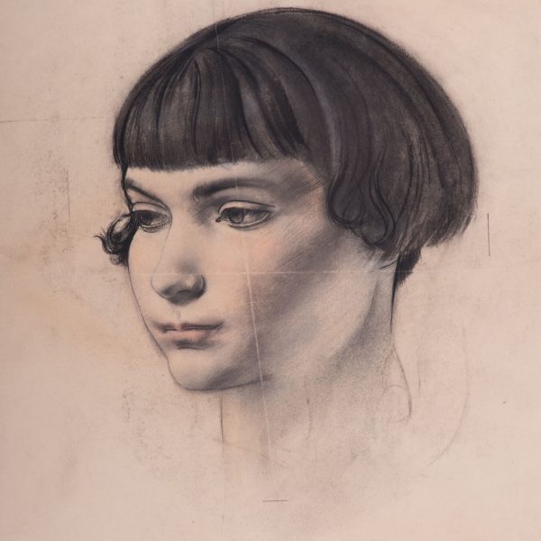 Alfred Kingsley Lawrence - Three quarter profile portrait of a young girl with a bob looking to her right