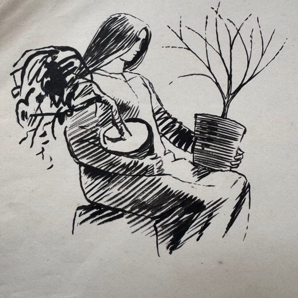 Dunbar-seated-woman with plants