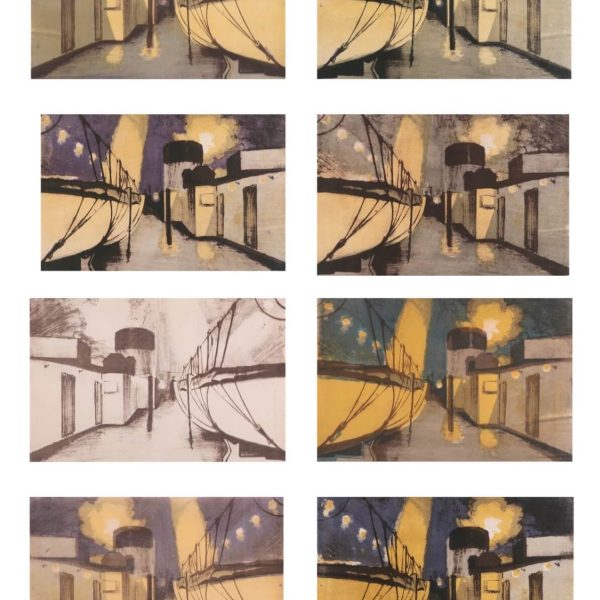 Hubert Arthur Finney - Life boats and deck at night