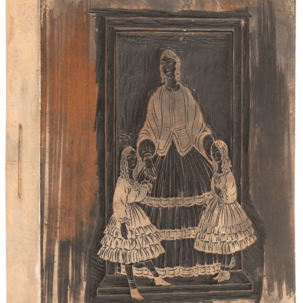 Original carved woodblock for Birdhouse, 1937